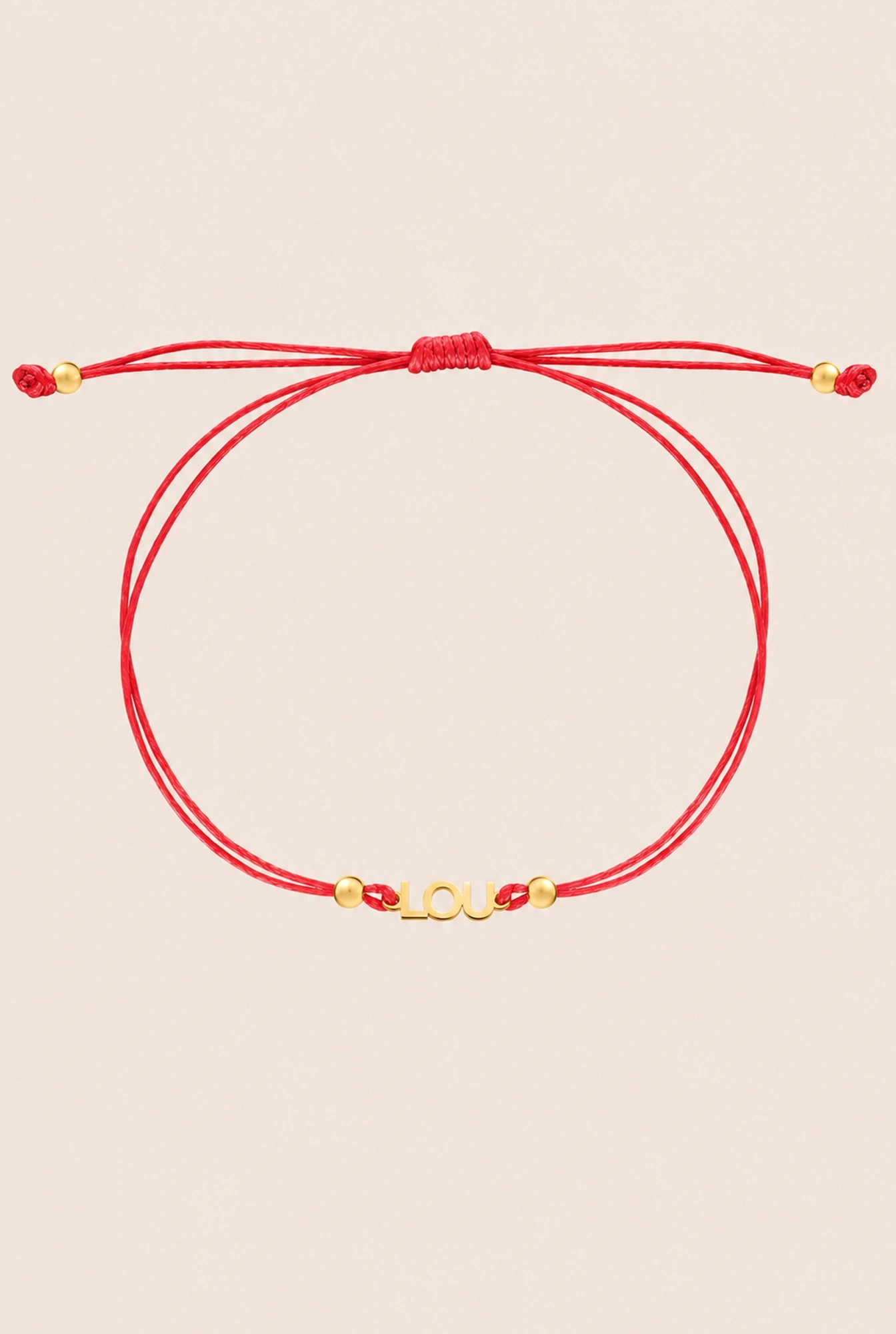 Lou bracelet on a red strap