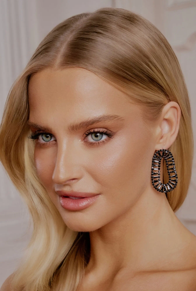 Zome - black earrings with zircons