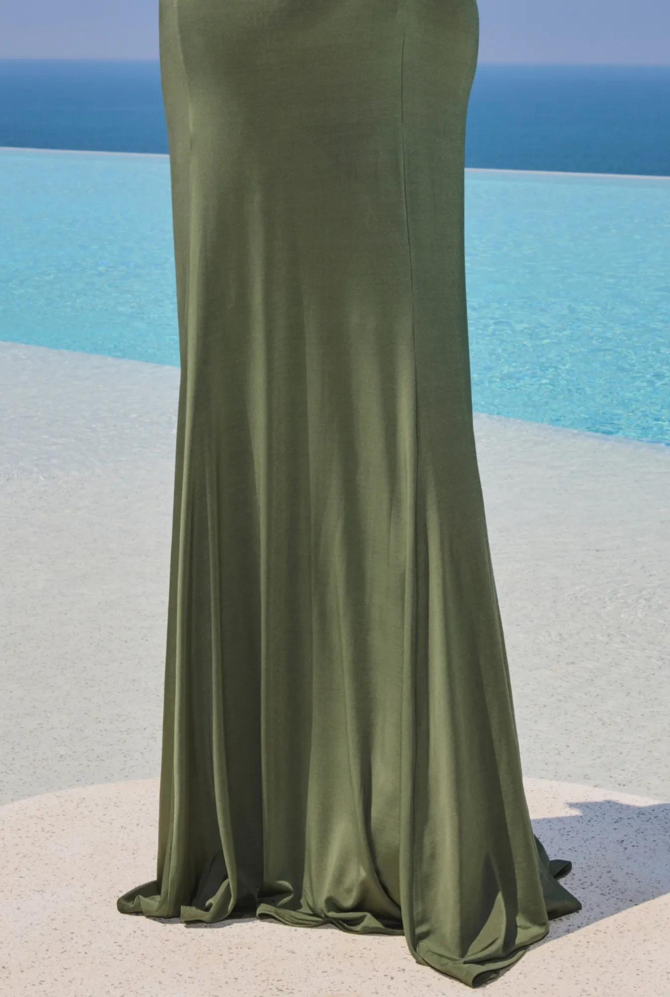 Radmila – halter neck maxi dress in bottle green