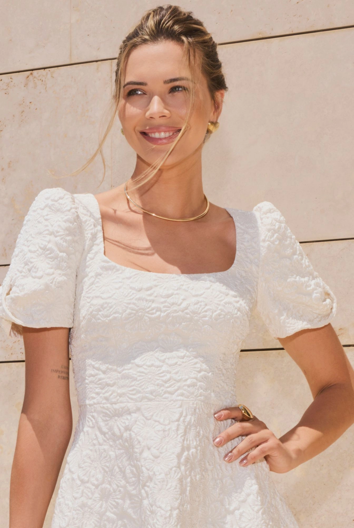 Rebeca – ecru flared midi dress