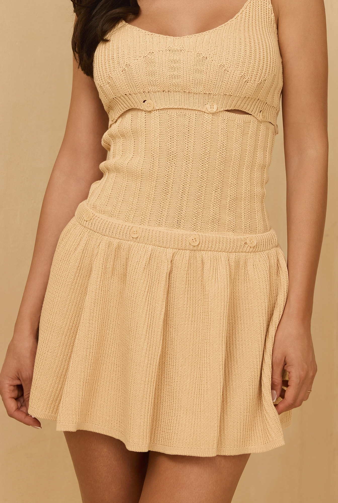 Lori Beige - knitted dress with straps