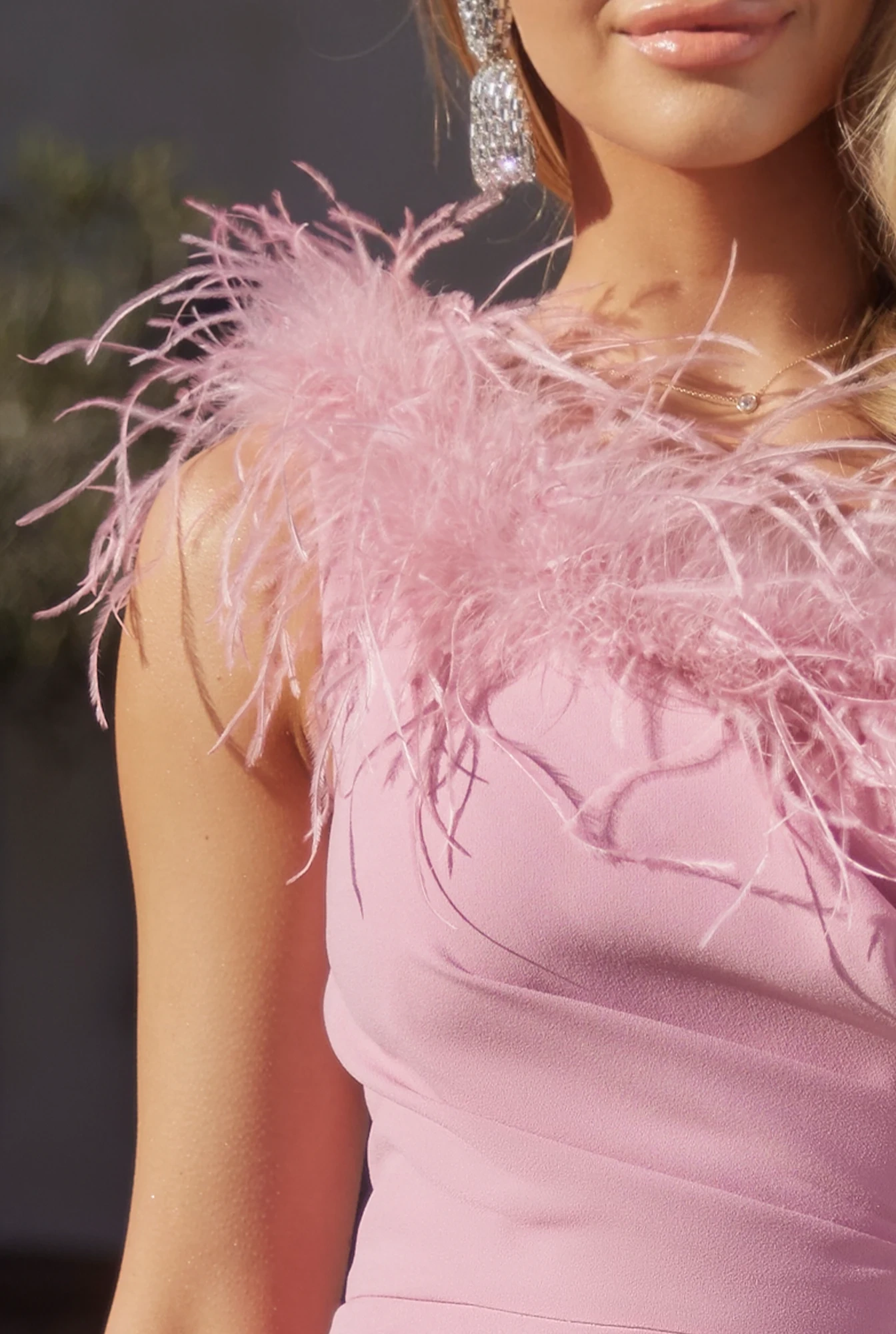 Amaya - Elegant Maxi Dress with Corset and Feathers