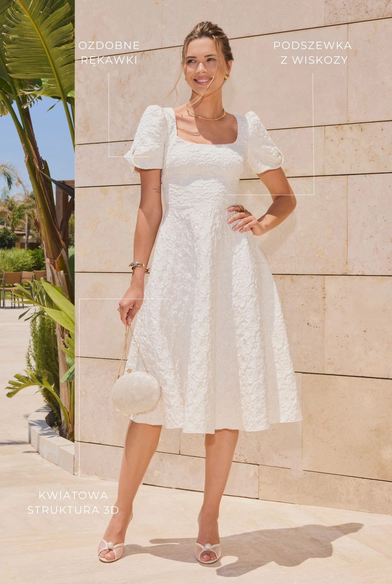 Rebeca – ecru flared midi dress
