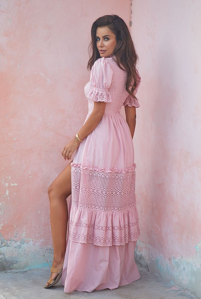 Aytona - transpicuous dress with maxi length in a shade of pink
