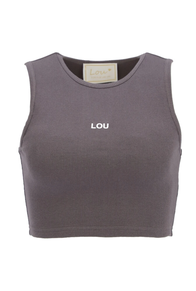 Saura - a short graphite strapless top