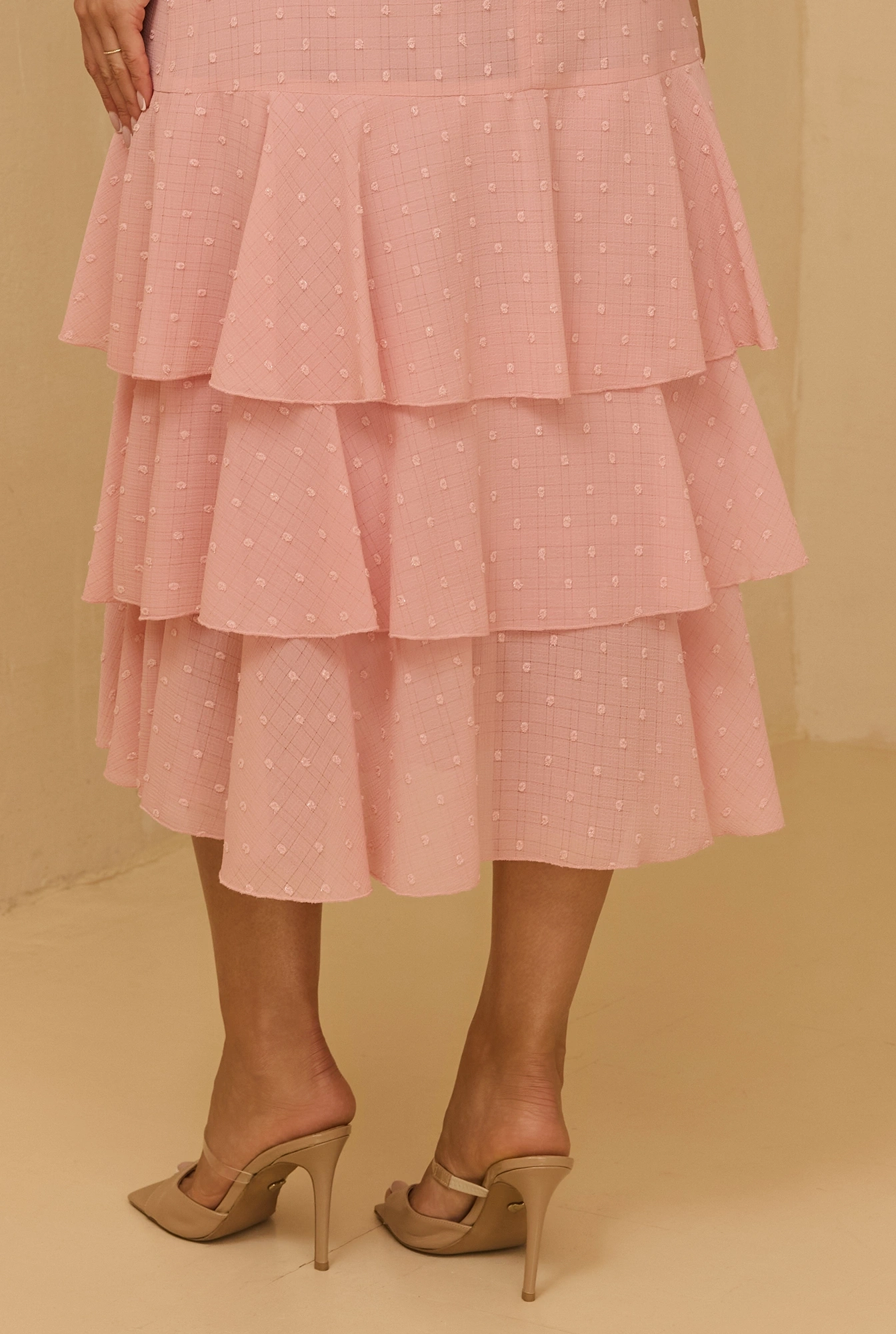 Lucette - Pink maxi dress with Spanish neckline