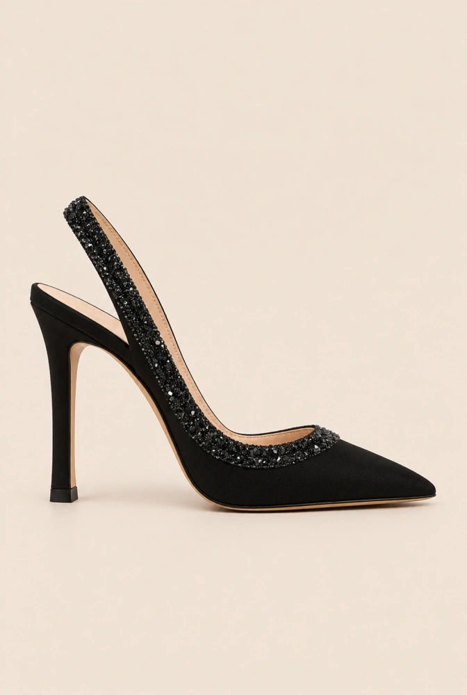 Monse – black heels with a glitter finish