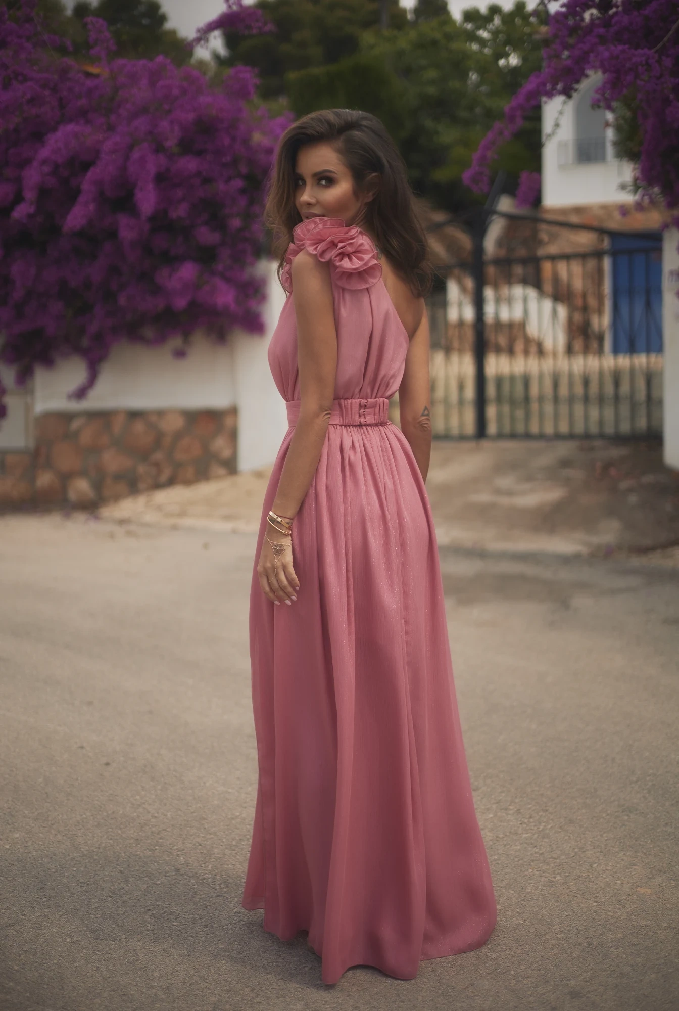 Maribel - Maxi dress in coral color