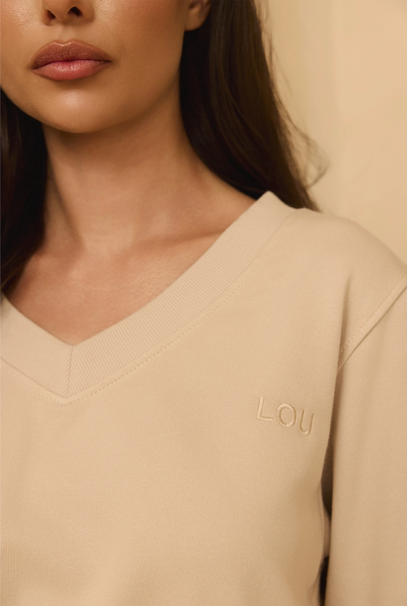 Hanako - Cotton Tracksuit Set with V-neck Sweatshirt and Sewn-in Skirt