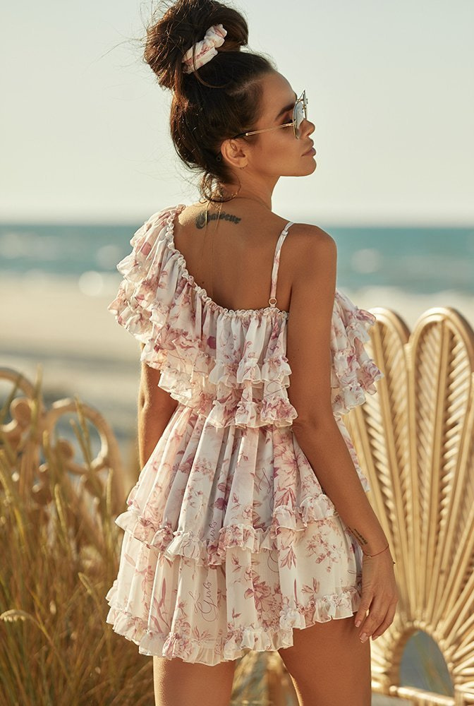 Adora - a delicate, asymmetrical dress made of logged fabric 