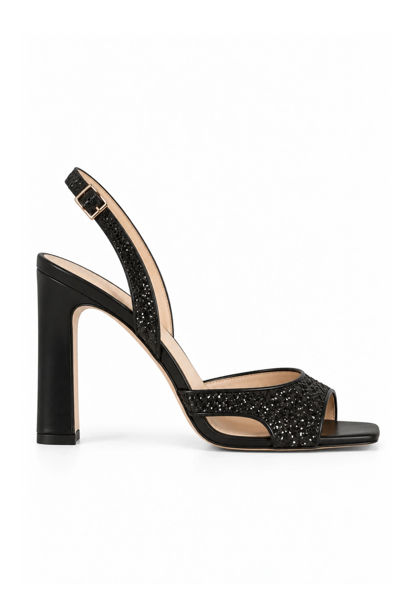 Raffa – black sandals with a glitter application