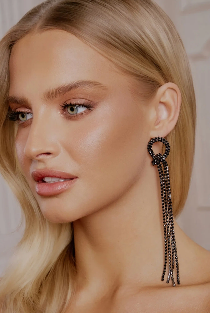 Lope - black earrings with added zirconia