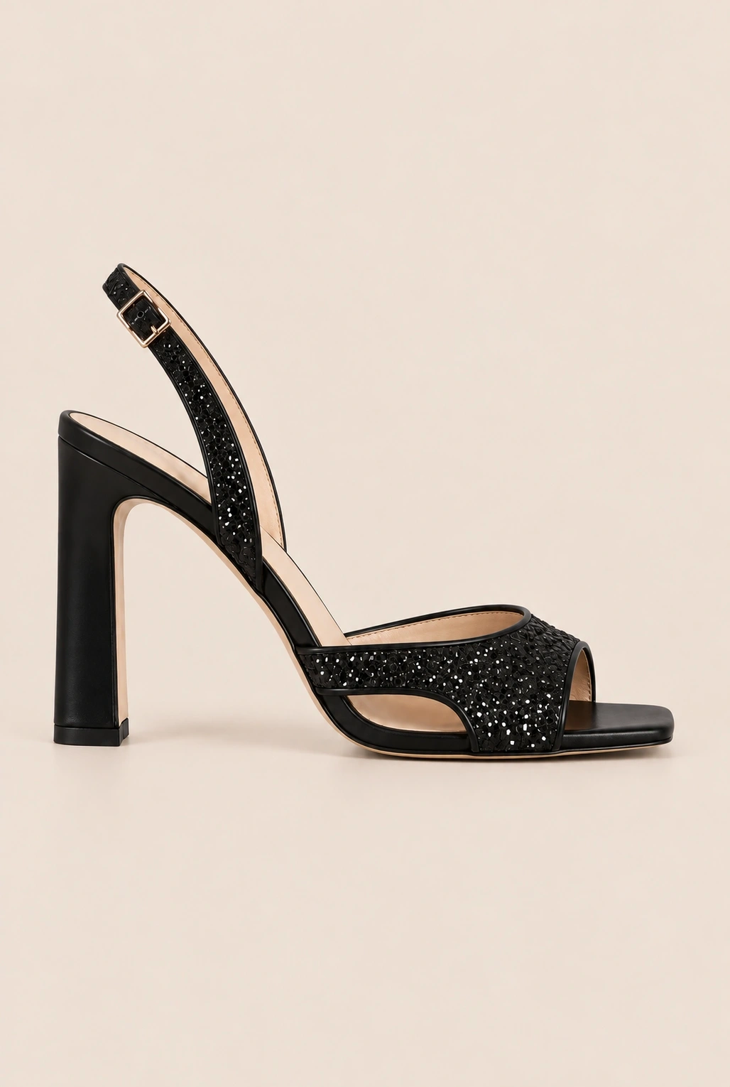 Raffa – black sandals with a glitter application