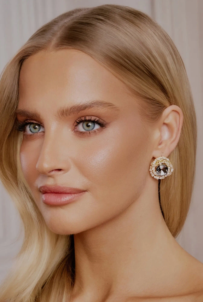 Moxie - gold-plated earrings with black crystal