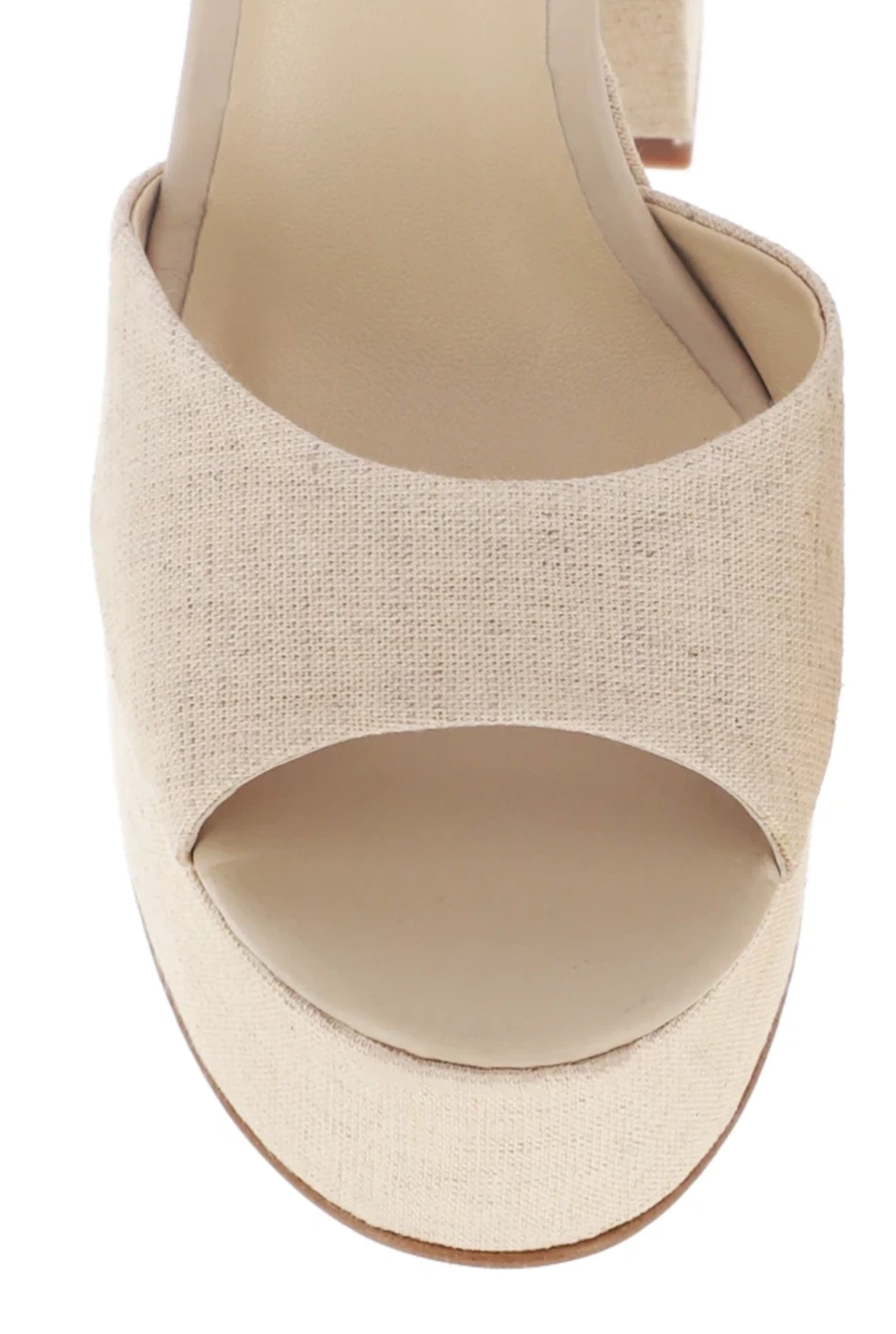 Linen - Linen platform sandals with leather lining and gold buckle