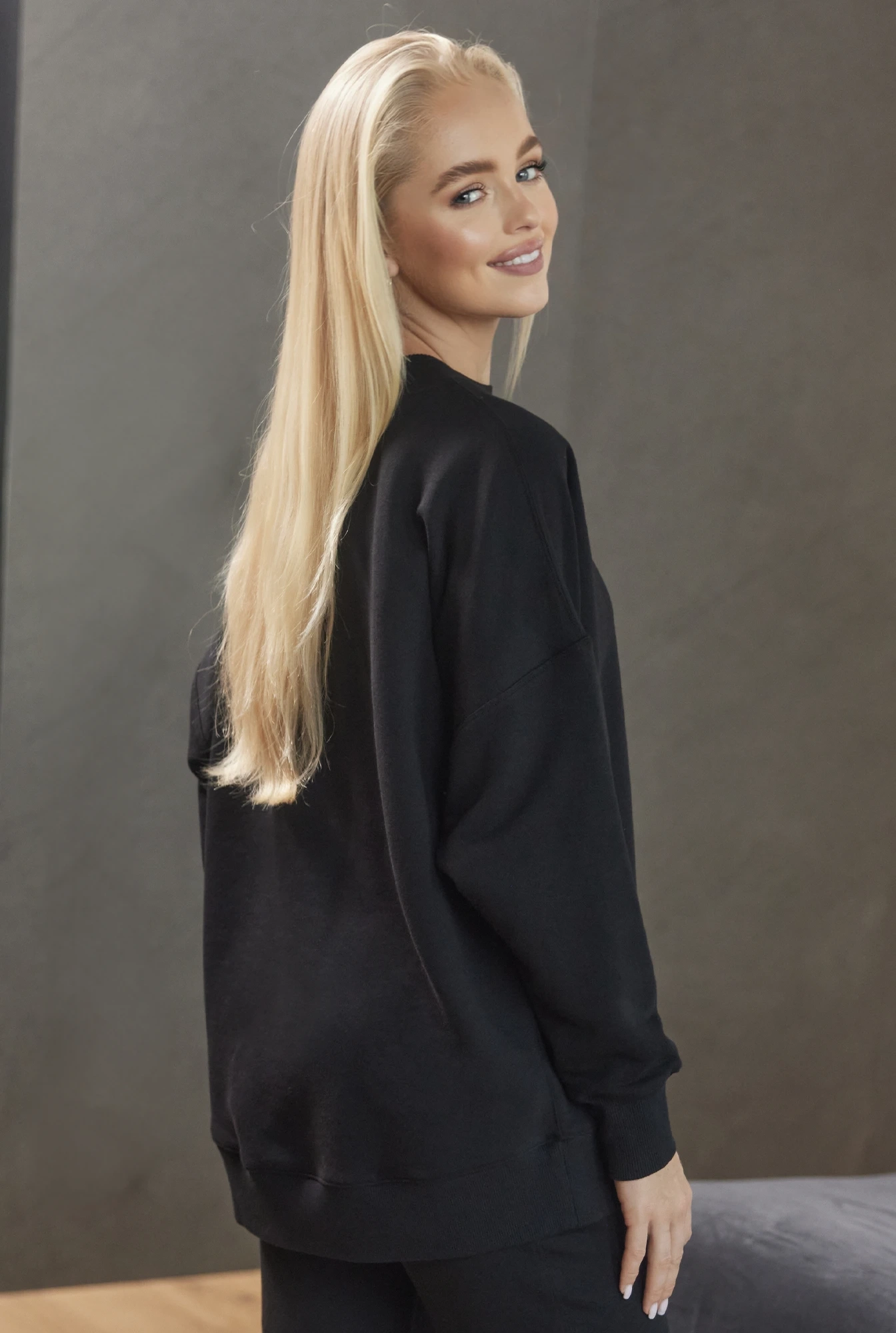 Saura Black - Lightweight, Comfortable Black Sweater with Logo
