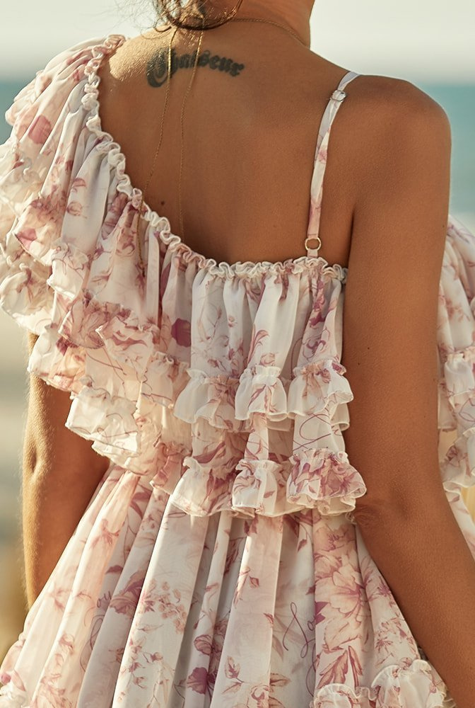 Adora - a delicate, asymmetrical dress made of logged fabric