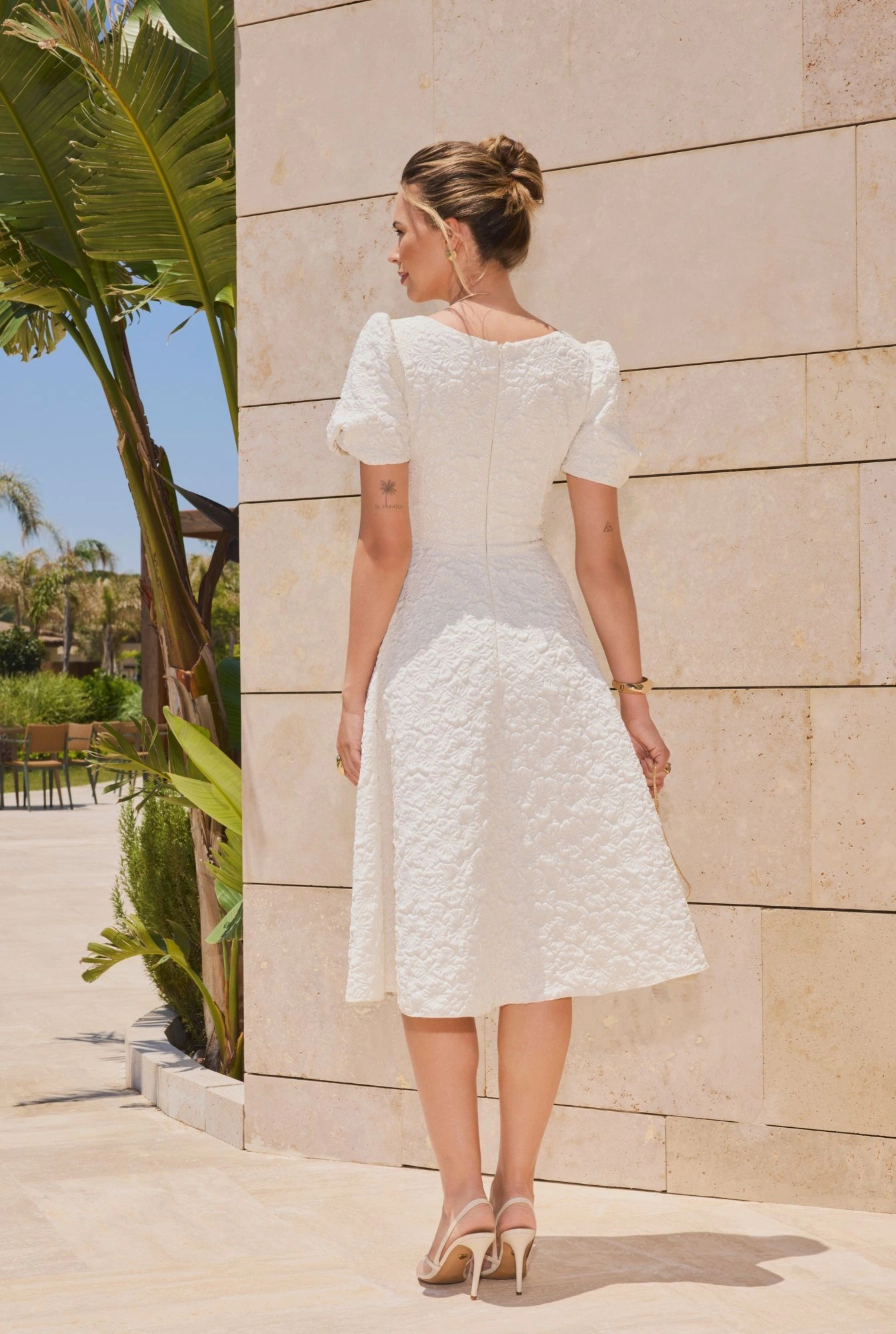 Rebeca – ecru flared midi dress