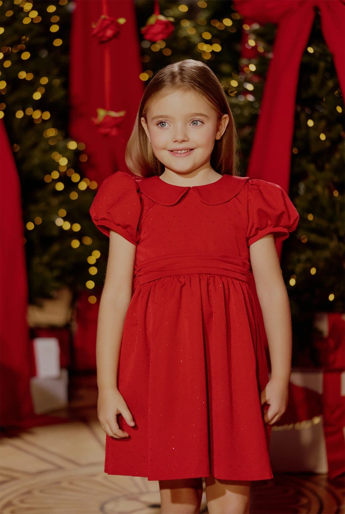 Gabi - red children's dress with rhinestones