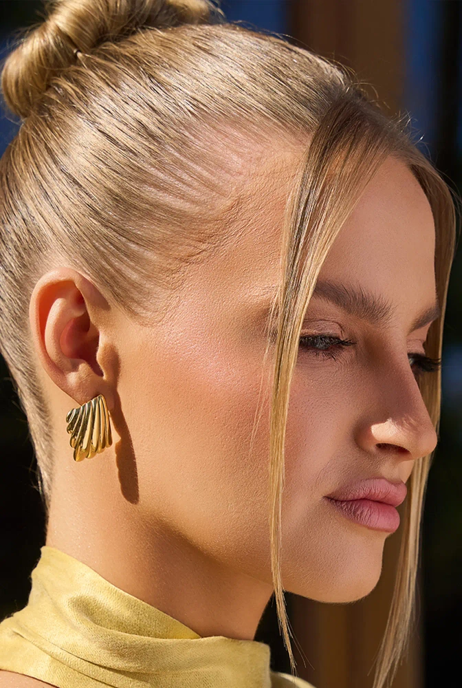 Rays - gold plated steel earrings