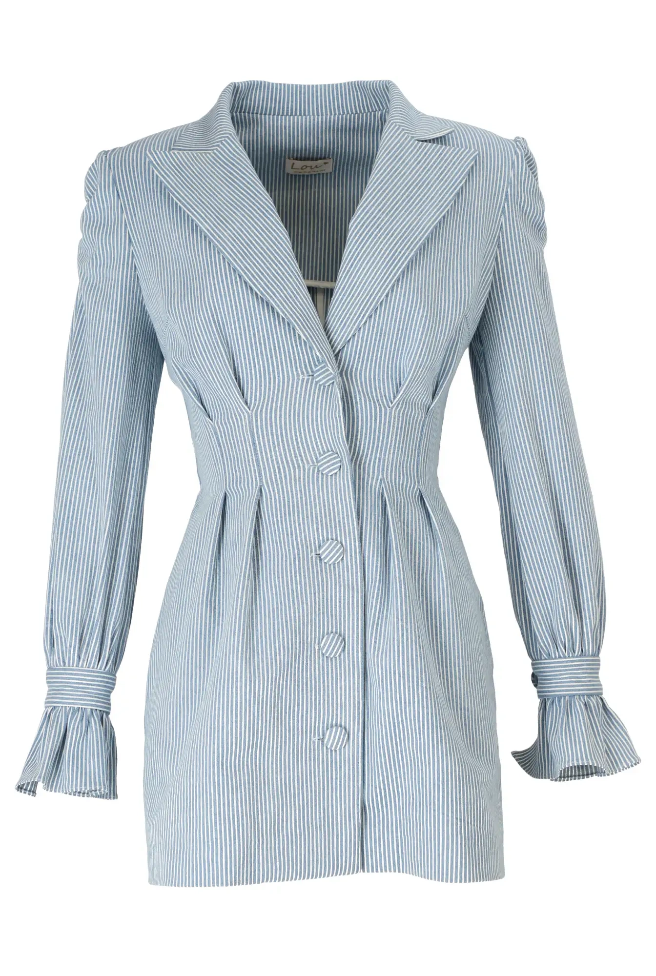 Vari - Blue denim mini dress with neckline