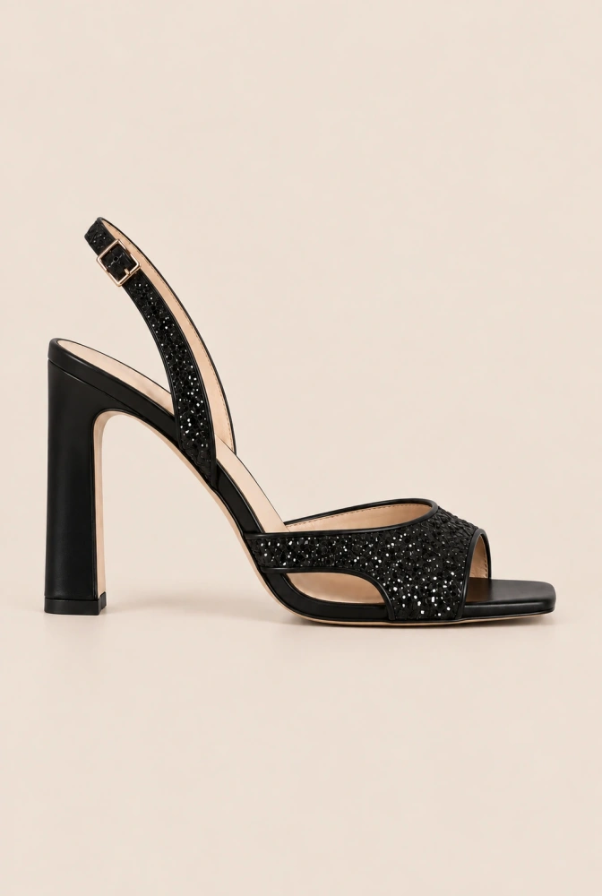 Raffa – black sandals with a glitter application