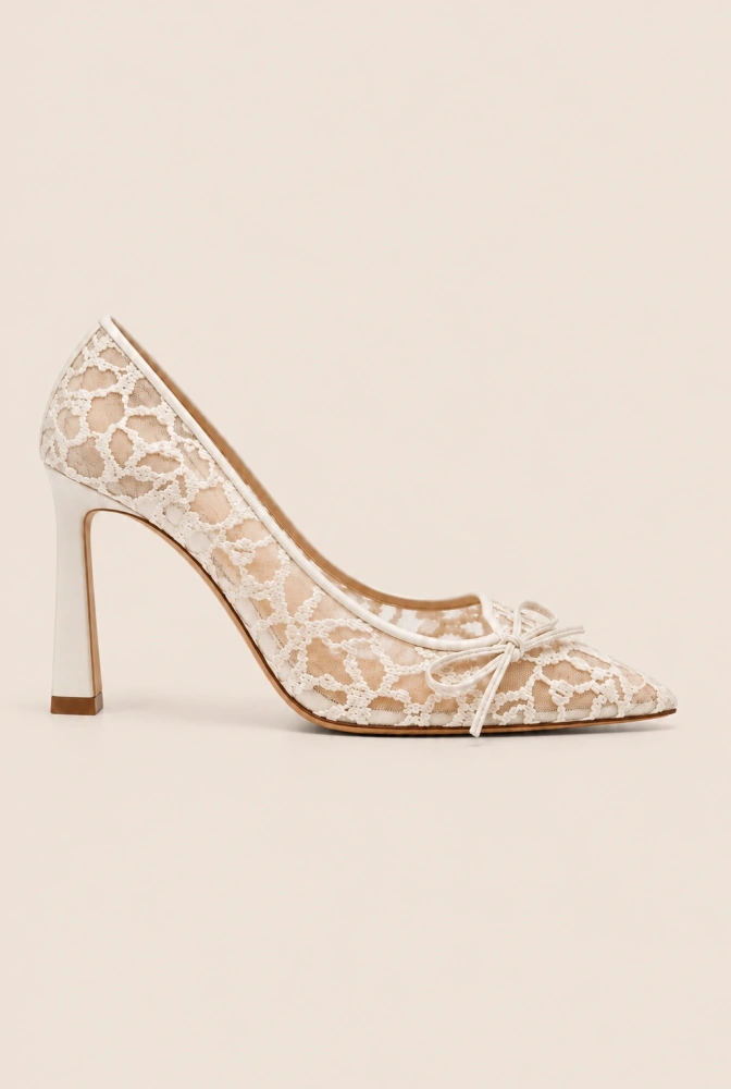 Stina – embroidered ecru pumps