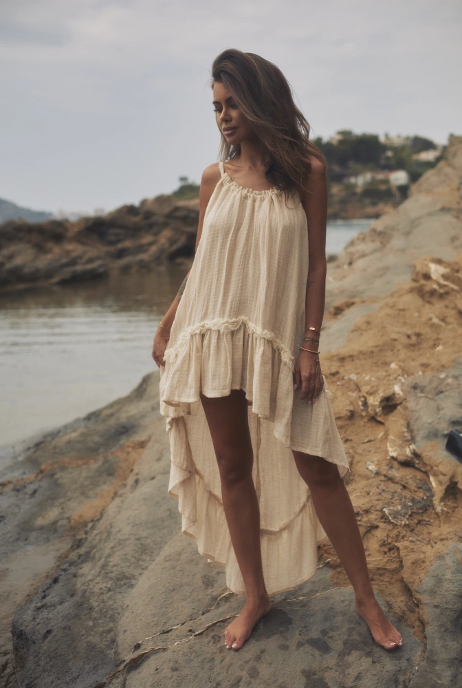 Bina - Boho beige maxi dress